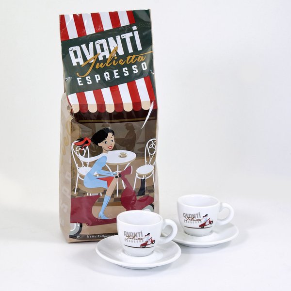 AVANTI Espressotassen 2er-Set JULIETTA im Starter-Set mit 1 kg Kaffee