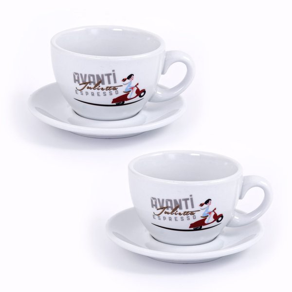 AVANTI Milchkaffeetassen 2er-Sets - 4 Motive zur Wahl - auch als Starter-Set mit 1 kg Kaffee