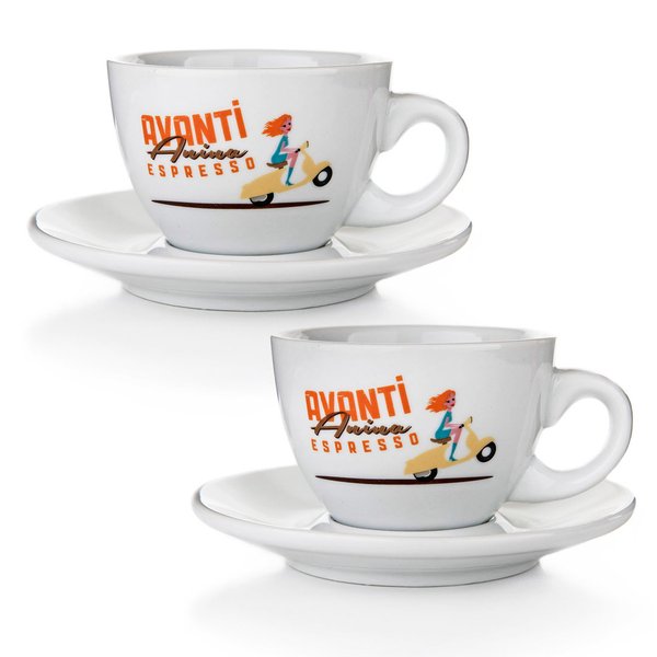 AVANTI Cappuccinotassen 2er-Sets - 4 Motive zur Wahl - auch als Starter-Set mit 1 kg Kaffee