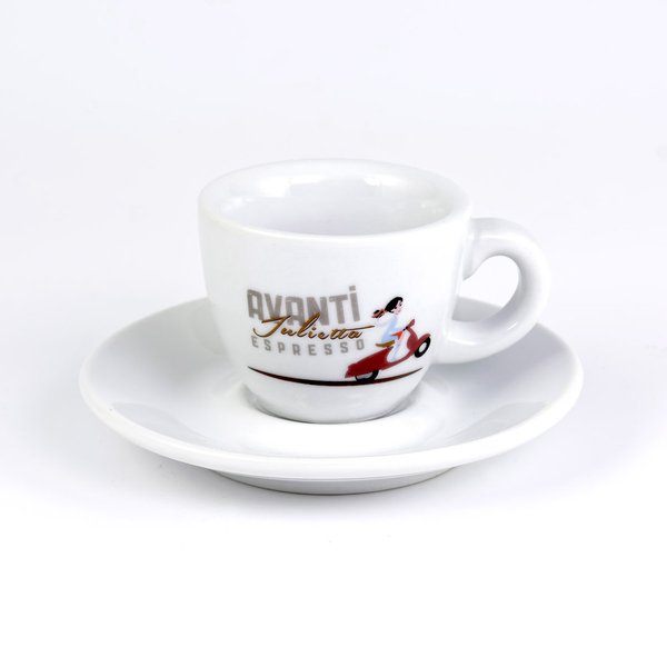 AVANTI Starter Set #1 PLUS | JULIETTA 500 g Beutel + Espressoglas + Espressotasse + Unterteller