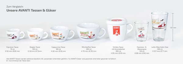 AVANTI Doppiotassen 2er-Sets - 4 Motive zur Wahl - auch als Starter-Set mit 1 kg Kaffee
